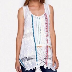 🚩 Johnny Was Womens fringe mixed embroidered sleeveless tank top.
Size: Small